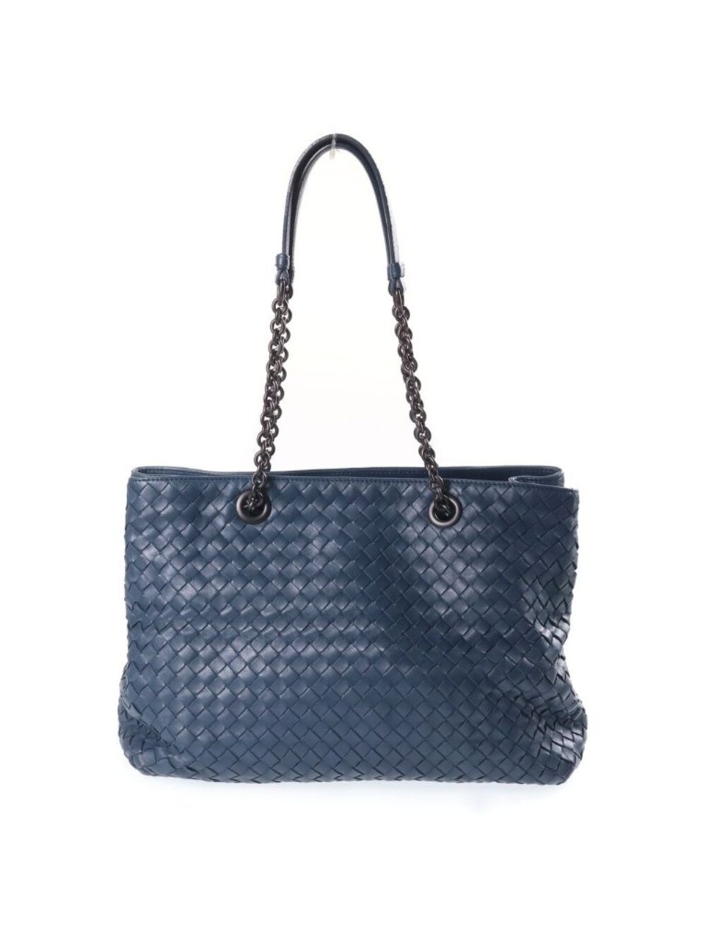 Bottega Veneta Intrecciato Chain Shoulder Bag Lambskin Leather Blue